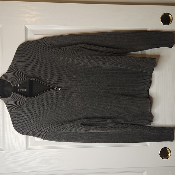 Structure Men's Gray Pullover Half Zip Mock Neck Cotton Sweater Size LG - Picture 8 of 11